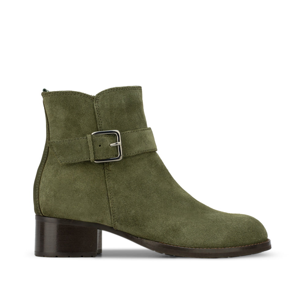 Geneva Buckle Women's Boot - Milwaukee Boot Company - Geneva Buckle Women's Boot - Olive Suede / 6.5M